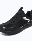 Dannto Rupes - 3E Wide Toe Box Mesh Barefoot Shoes black shown from a three-quarter view