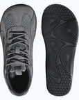 Dannto Aero N1 - 3E Wide Mesh Barefoot Shoes dark gray shown from top and outsole views