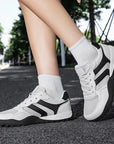 Dannto Mesh Wide - Toe Barefoot Shoes white shown being worn with legs crossed outdoors