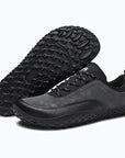 Dannto Aero N4 - 3E Wide Barefoot Shoes gray pair shown from three-quarter and outsole views