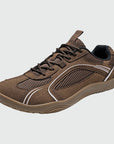 Dannto Aero N1 - men's and women's gray wide toe box barefoot shoes shown from a three quarter view