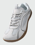 Dannto Aero N1 - men's and women's white wide toe box barefoot shoes shown from a three quarter view