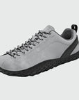 Dannto gray barefoot outdoor sneakers shown from a three quarter view