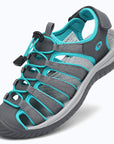 Dannto Trailport H3 - Women's Hiking Sandals gray green shown from a three quarter view