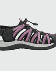Dannto women's closed toe hiking sandals S2 black pink shown from the side