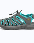 Dannto women's closed toe hiking sandals S2 gray green shown from the side