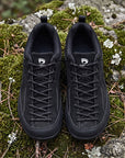 Dannto Veld I - Men's and Women's Wide Toe Box Barefoot Shoes black pair shown from above on moss-covered