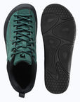 Dannto Veld I - Men's and Women's Wide Toe Box Barefoot Shoes green shown from top and outsole views