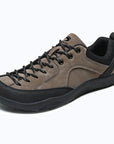 Dannto Veld I - Men's and Women's Wide Toe Box Barefoot Shoes khaki shown from a three quarter view