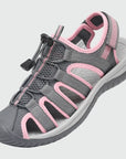 Dannto Trailport N3 - Women's hiking gray pink sandals shown from a three-quarter view