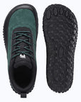 Dannto Aero N4 - 3E Wide Barefoot Shoes green shown from top and outsole views