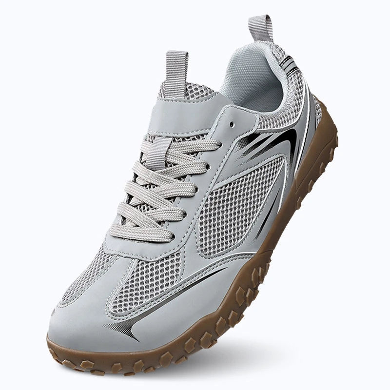 Dannto Rupes - 3E Wide Toe Box Mesh Barefoot Shoes light gray shown from an angled front view