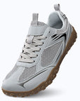 Dannto Rupes - 3E Wide Toe Box Mesh Barefoot Shoes light gray shown from an angled front view