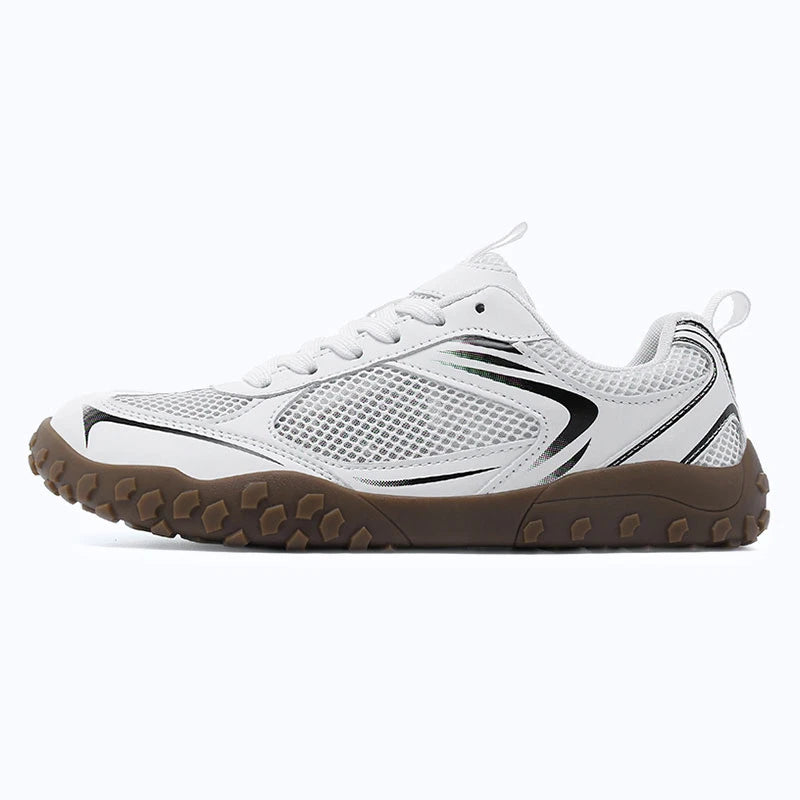 Dannto Rupes - 3E Wide Toe Box Mesh Barefoot Shoes white shown from a side view