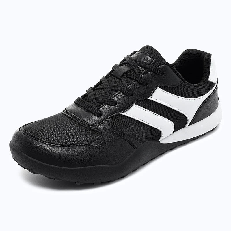 Dannto Mesh Wide - Toe Barefoot Shoes black shown from a three-quarter view