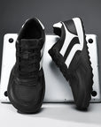Dannto Mesh Wide - Toe Barefoot Shoes black pair shown from front and side views
