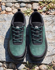 Dannto Aero N4 - 3E Wide Barefoot Shoes green pair shown from above on rocks