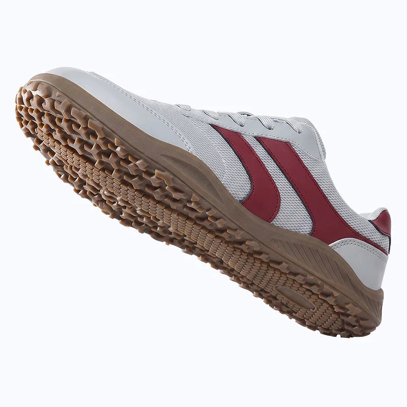 Dannto Frond - Non-Slip Zero Drop Barefoot Sneakers light gray shown from an outsole view, highlighting the non-slip tread
