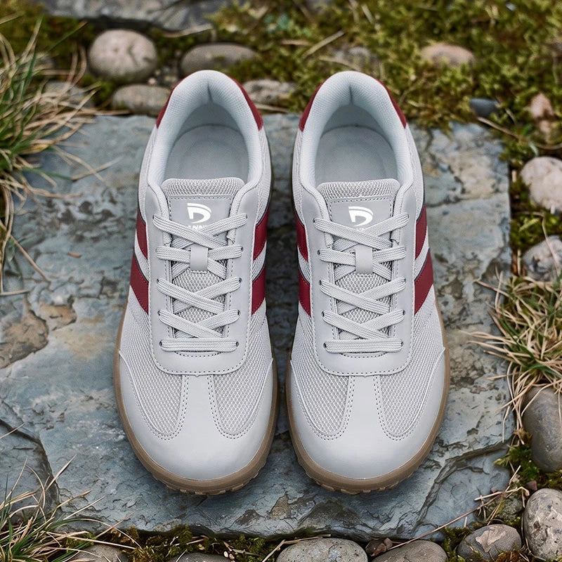 Dannto Frond - Non-Slip Zero Drop Barefoot Sneakers light gray pair shown from above on rocks