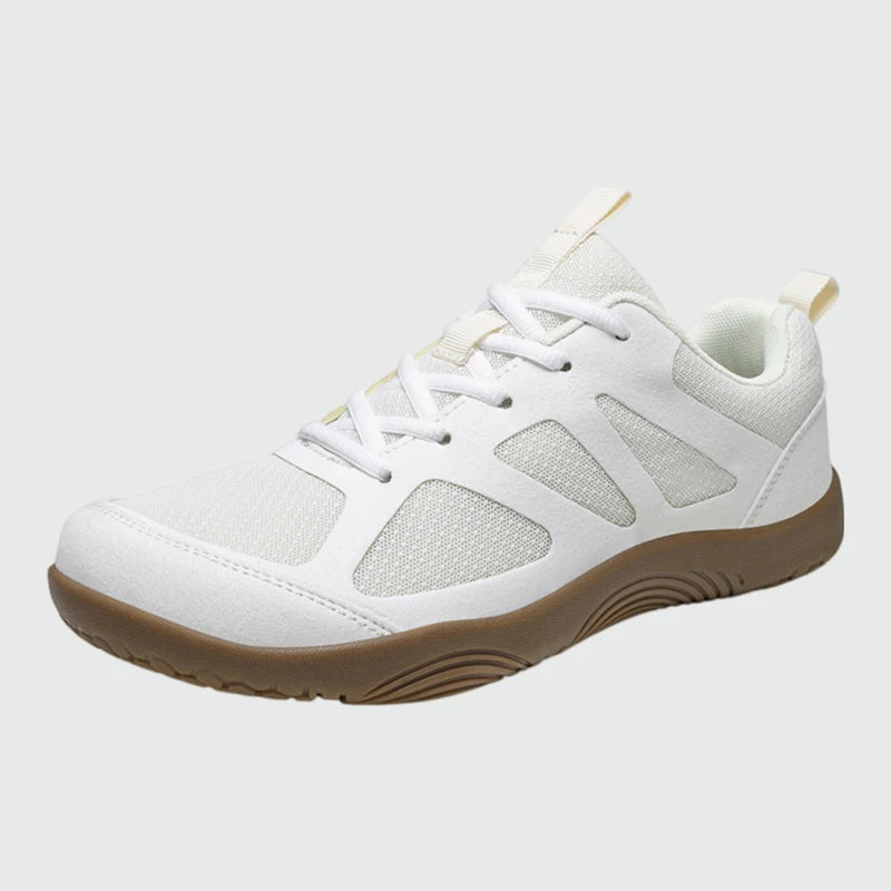 Dannto Aero N3 - men's white wide toe box barefoot shoes shown from a three quarter view