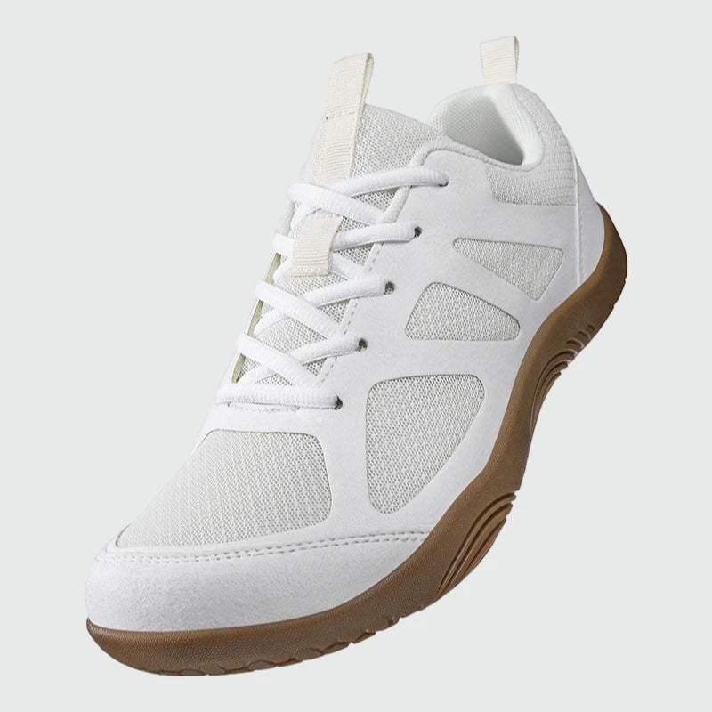 Dannto Aero N3 - men's white wide toe box barefoot shoes shown from a three quarter view