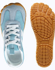 Dannto Purus - Men's and Women's Wide Toe Box Barefoot Shoes Blue Shown From Top and Outsole Views