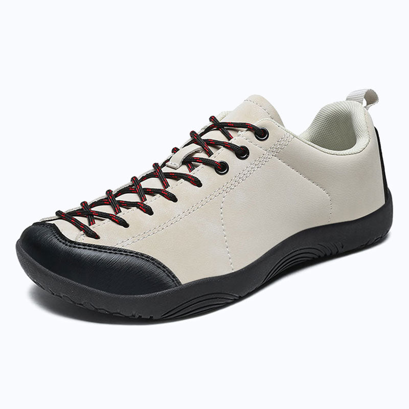 Dannto beige Veld III Pro - Men's and Women's Lightweight Barefoot Shoes shown from a three quarter view