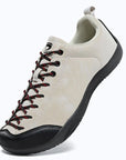 Dannto beige Veld III - Men's and Women's Lightweight Barefoot Shoes shown from a three quarter view 1