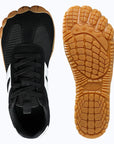 Dannto Purus - Men's and Women's Wide Toe Box Barefoot Shoes Black Shown From Top and Outsole Views