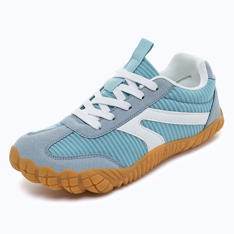 Dannto blue - 3E Width Wide Toe Box Barefoot Walking Shoes shown from a three quarter view