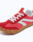 Dannto red - 3E Width Wide Toe Box Barefoot Walking Shoes shown from a three quarter view