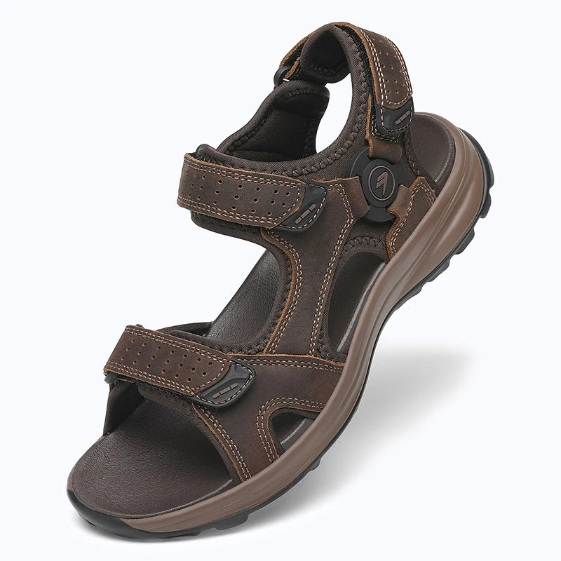 Dannto Trekport F5 - Men's Hiking Sandals dark brown shown from a three-quarter view