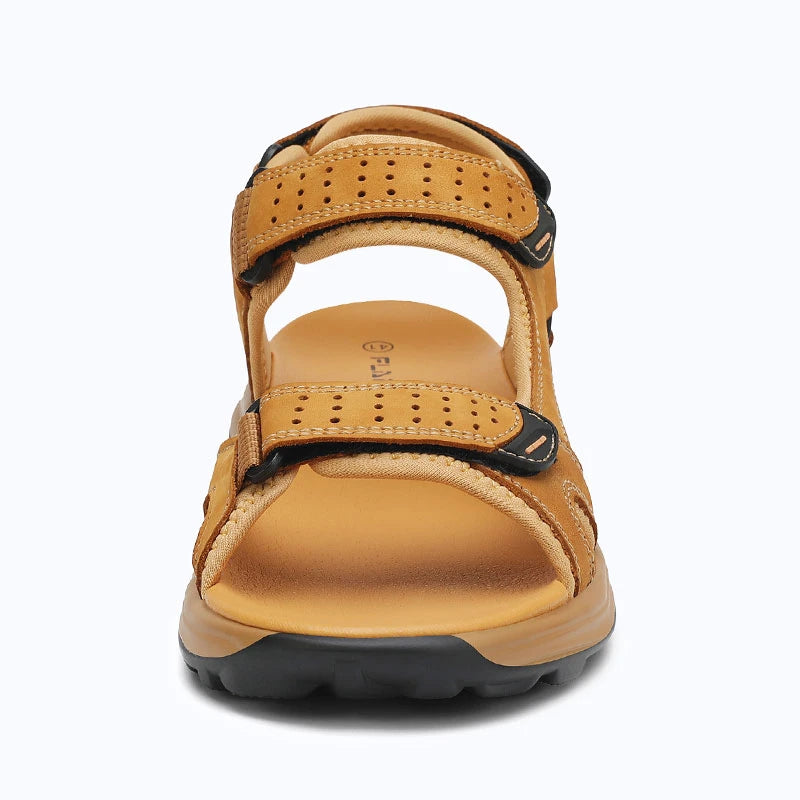 Dannto Trekport F5 - Men's Hiking Sandals yellow shown from the front