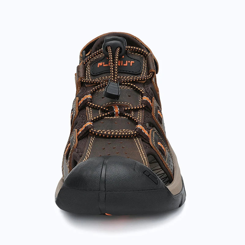 Dannto Trekport S3 - Men's Hiking Sandals dark brown shown from the front