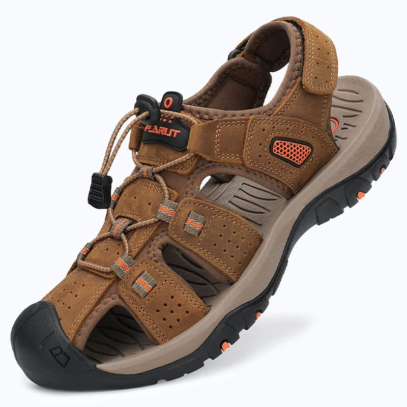 Dannto Trekport S3 - Men's Hiking Sandals taupe shown from a three-quarter view