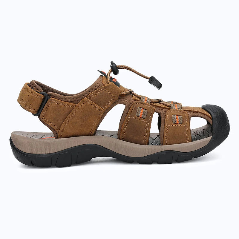 Dannto Trekport S3 - Men's Hiking Sandals taupe shown from the side