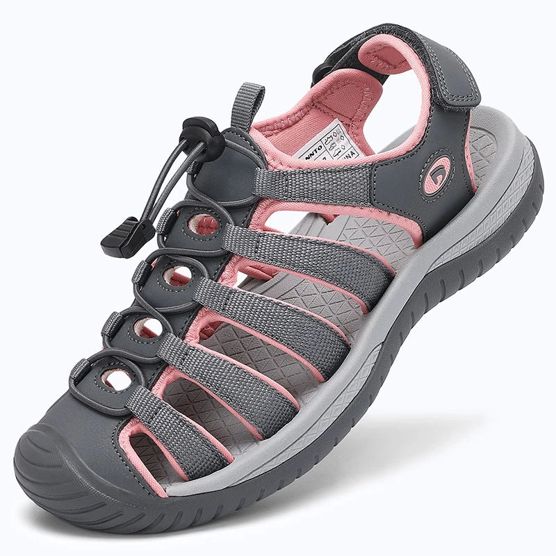 Dannto Trailport H3 - Women's Hiking Sandals gray pink shown from a three quarter view