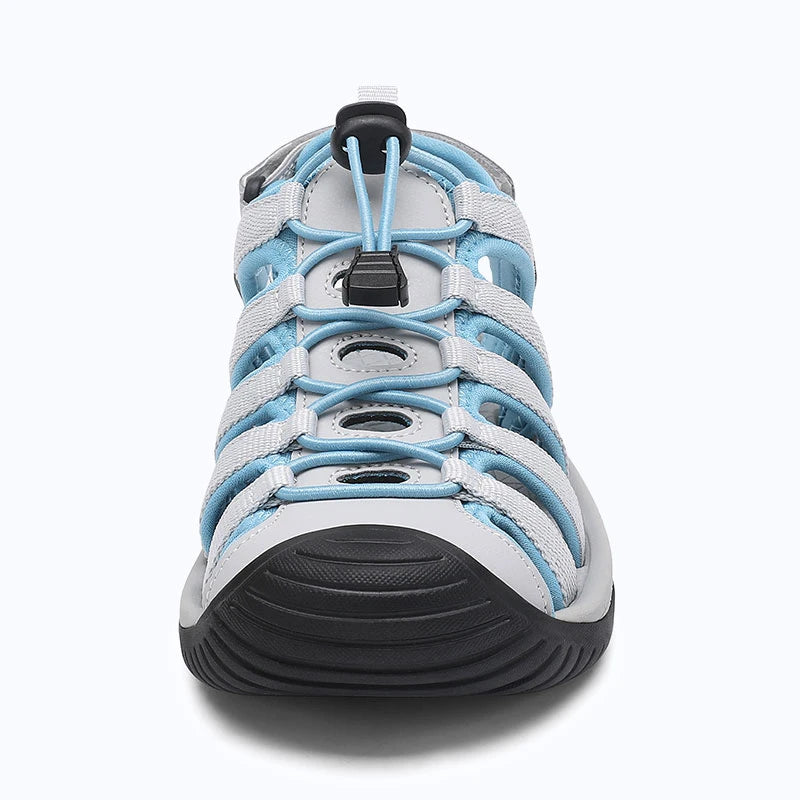 Dannto Trailport H3 - Women's Hiking Sandals white blue shown from the front