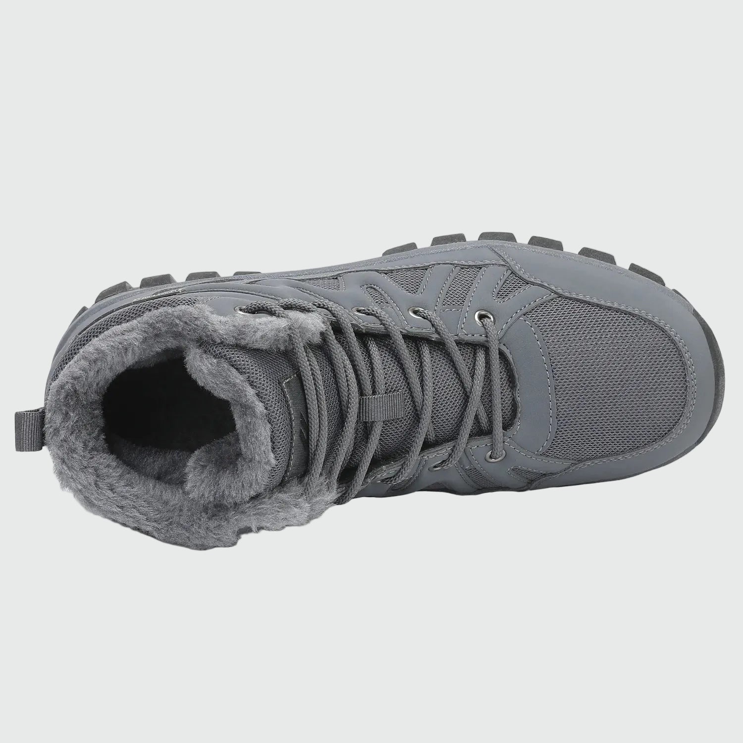 Dannto men‘s gray winter snow Boots shown from the top