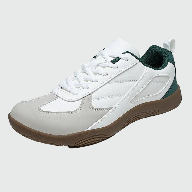 Dannto white casual barefoot shoes shown from a three quarter view