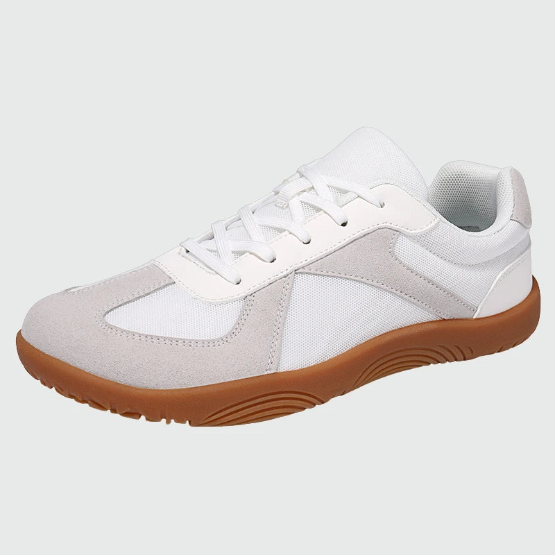 Wide Toe Box Barefoot Shoes White-Gray shown from a three quarter view
