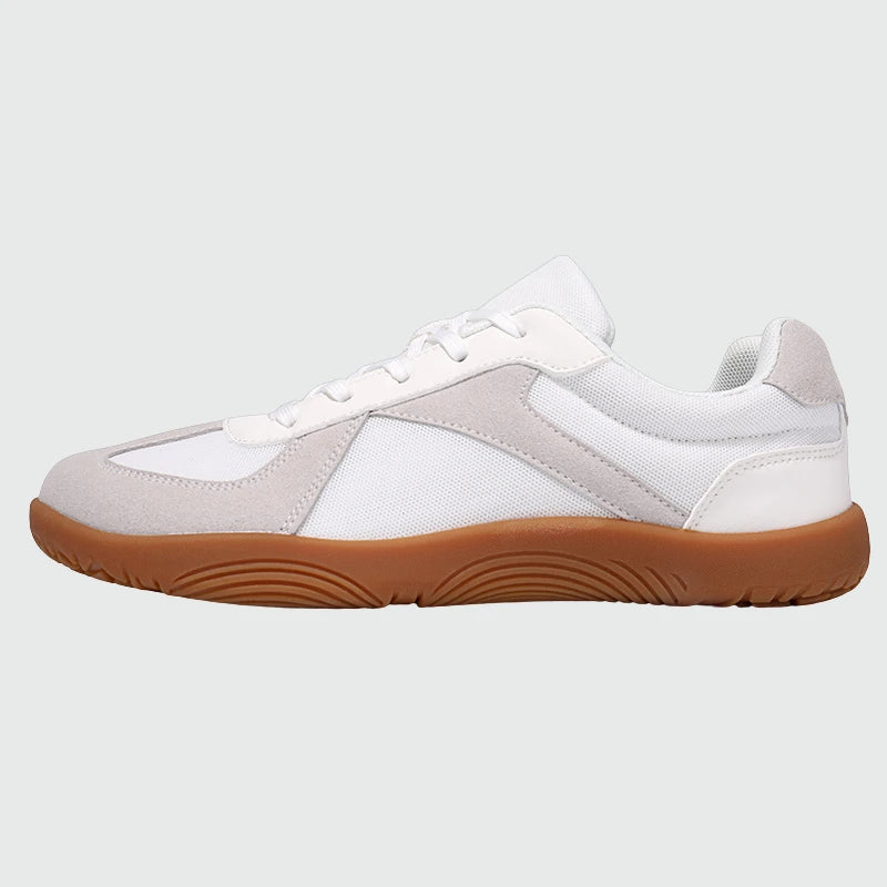 Wide Toe Box Barefoot Shoes White-Gray shown from the side