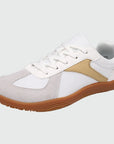 Wide Toe Box Barefoot Shoes White Gold shown from a three quarter view