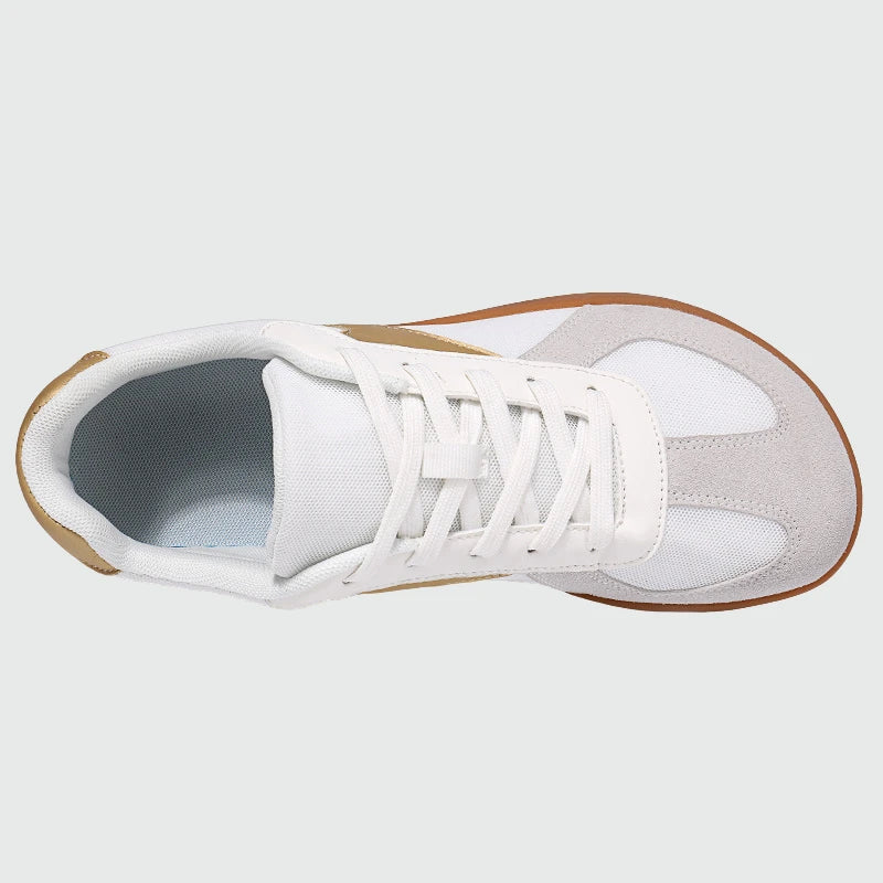 Wide Toe Box Barefoot Shoes White Gold shown from the top
