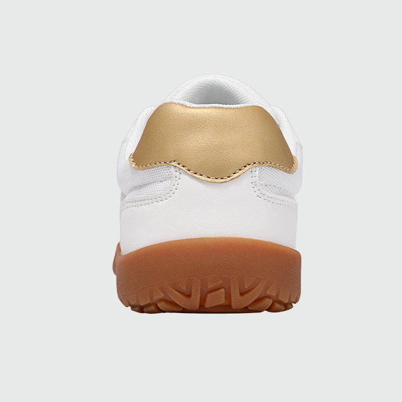 Wide Toe Box Barefoot Shoes White Gold shown from the back