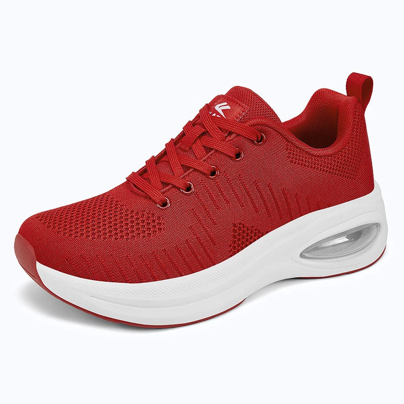 Dannto Pathport A1 - Women's Wide Toe Air Cushion Sneakers red shown from a three-quarter view