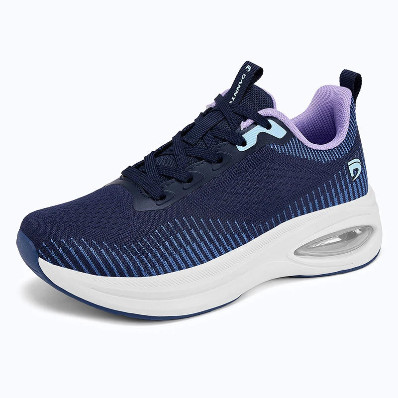 Dannto Pathport A7 - Women's Wide Toe Air Cushion Sneakers navy blue shown from a three-quarter view