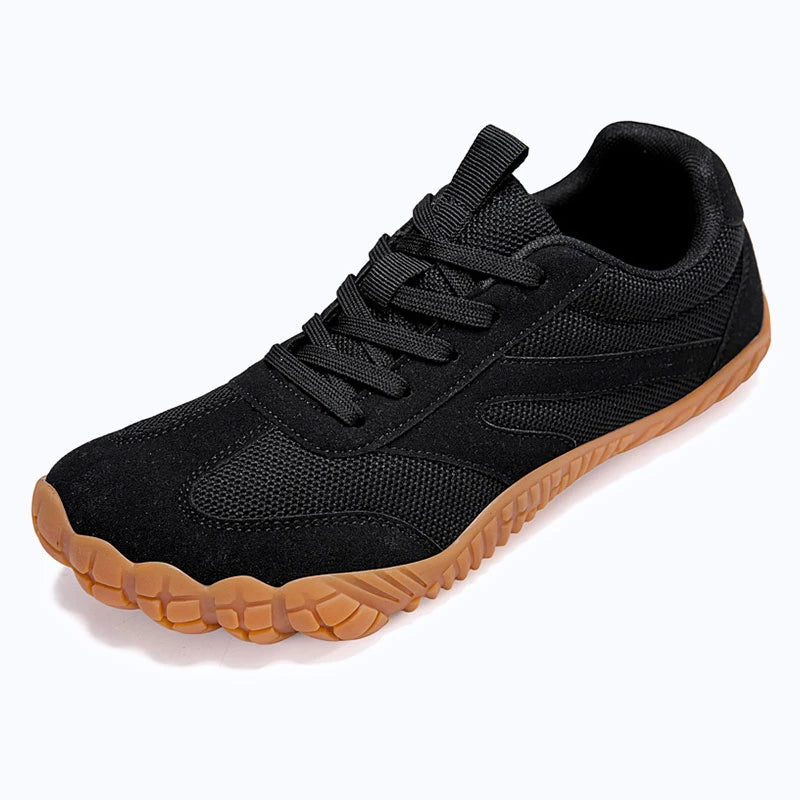 Dannto black2 - 3E Width Wide Toe Box Barefoot Walking Shoes shown from a three quarter view