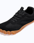 Dannto black2 - 3E Width Wide Toe Box Barefoot Walking Shoes shown from a three quarter view
