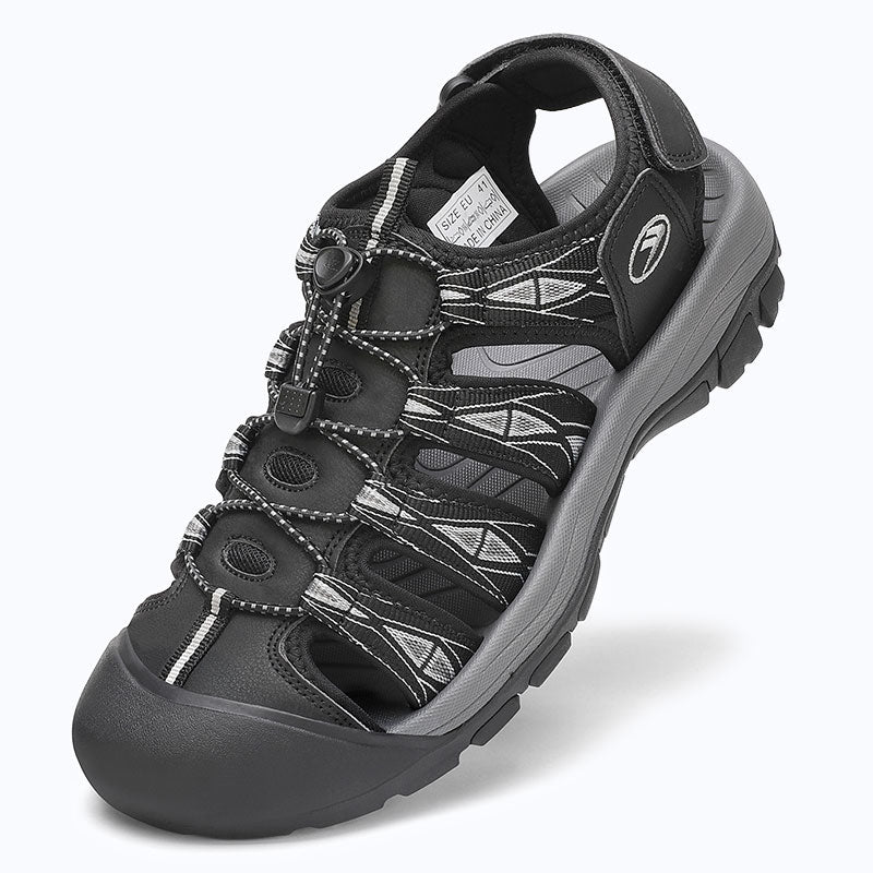 Dannto Trekport N2 - Men's Hiking Sandals black white shown from a three-quarter view